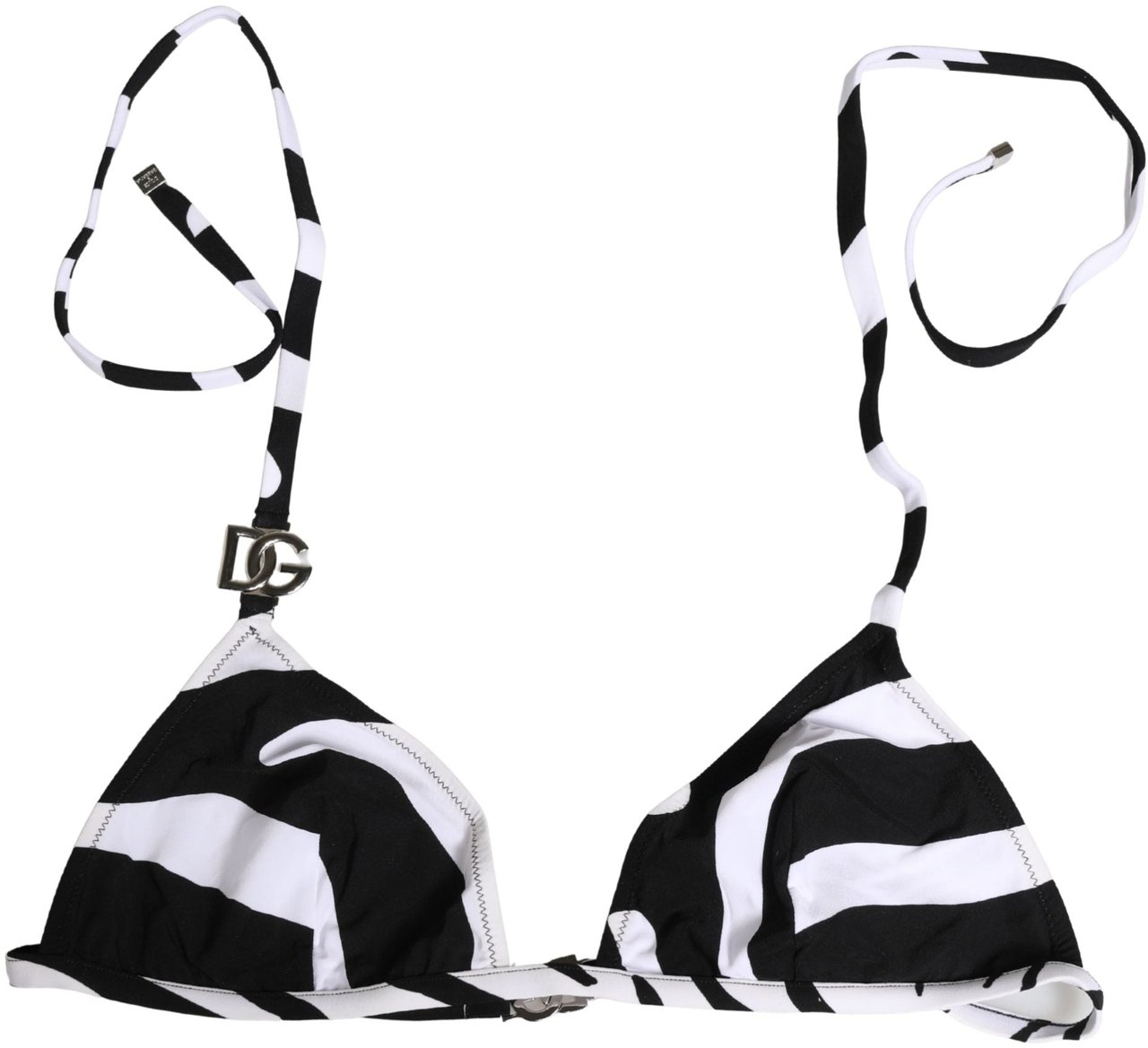 Dolce & Gabbana Black White Zebra Bikini Top Bottom Swimwear Zwart