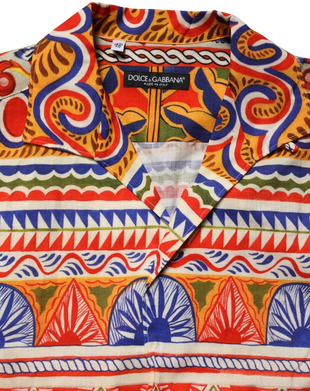 Dolce & Gabbana Multicolor Sicilian Carretto Twill Cotton Men Shirt Zwart