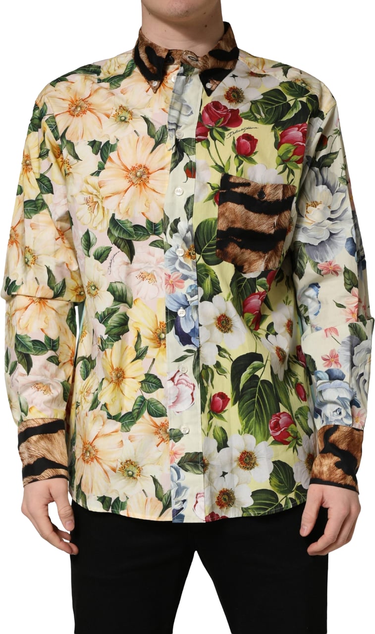Dolce & Gabbana Multicolor Floral Animal Print Collared Shirt Divers