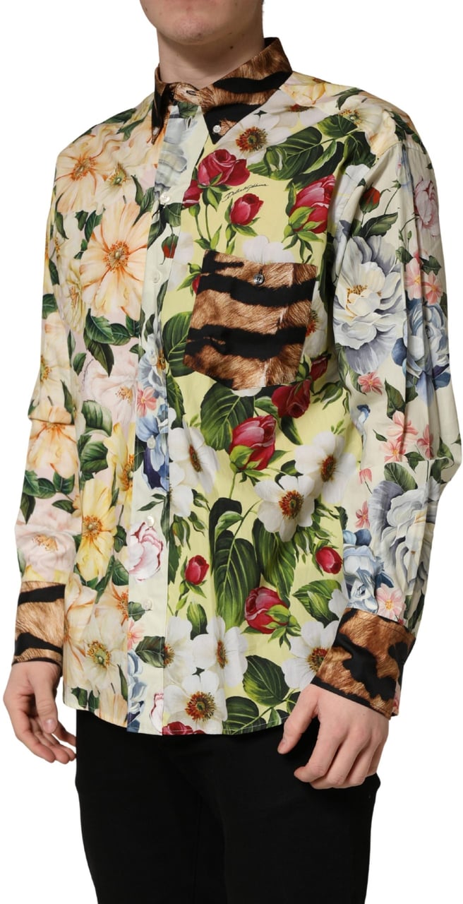 Dolce & Gabbana Multicolor Floral Animal Print Collared Shirt Divers
