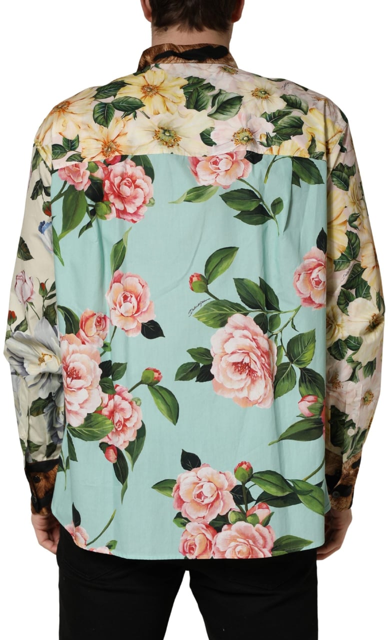 Dolce & Gabbana Multicolor Floral Animal Print Collared Shirt Divers