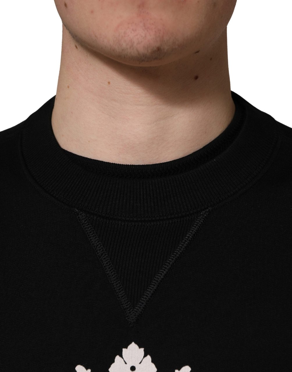 Dolce & Gabbana Black Embellished Cotton Sweatshirt Sweater Zwart