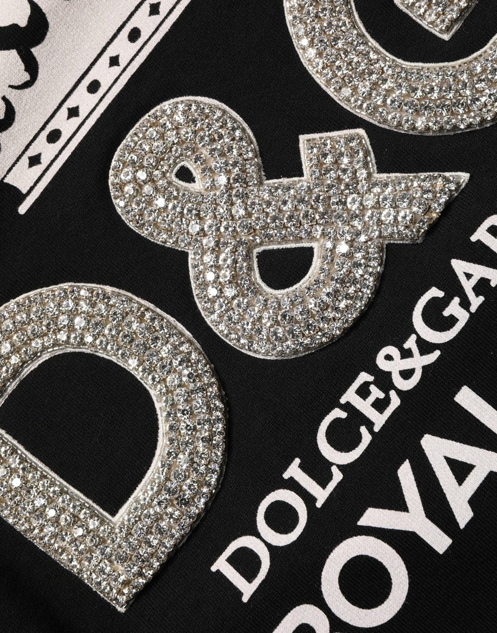 Dolce & Gabbana Black Embellished Cotton Sweatshirt Sweater Zwart