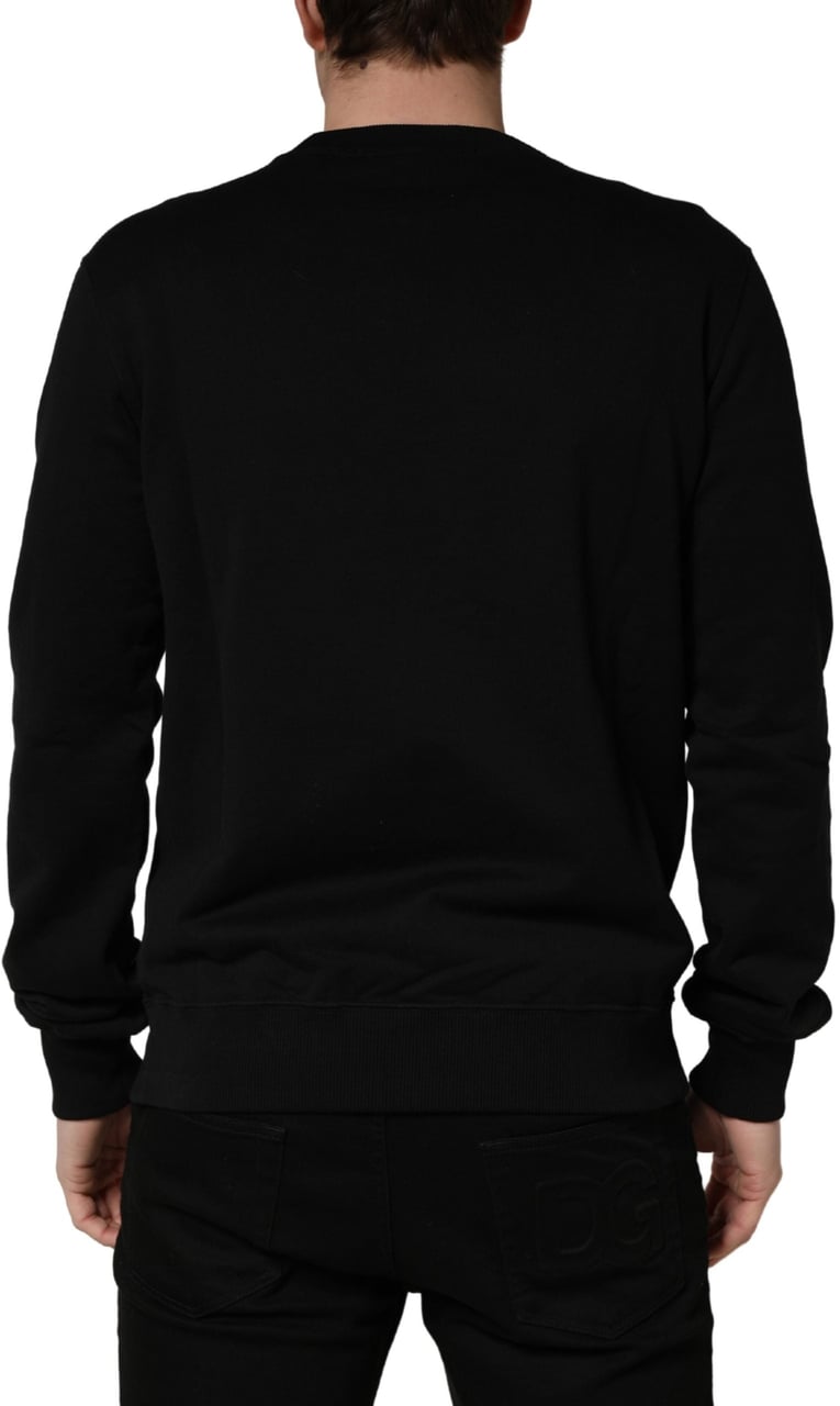 Dolce & Gabbana Black Embellished Cotton Sweatshirt Sweater Zwart