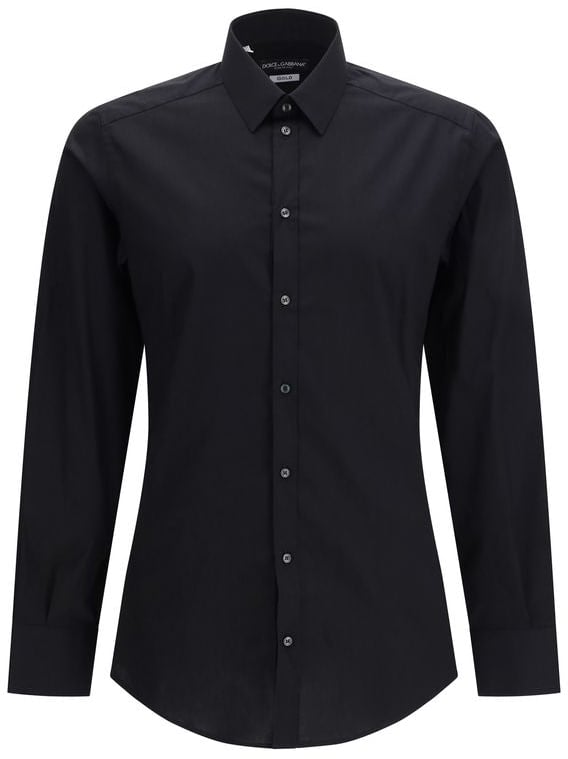 Dolce & Gabbana Black Cotton Dress Shirt Zwart