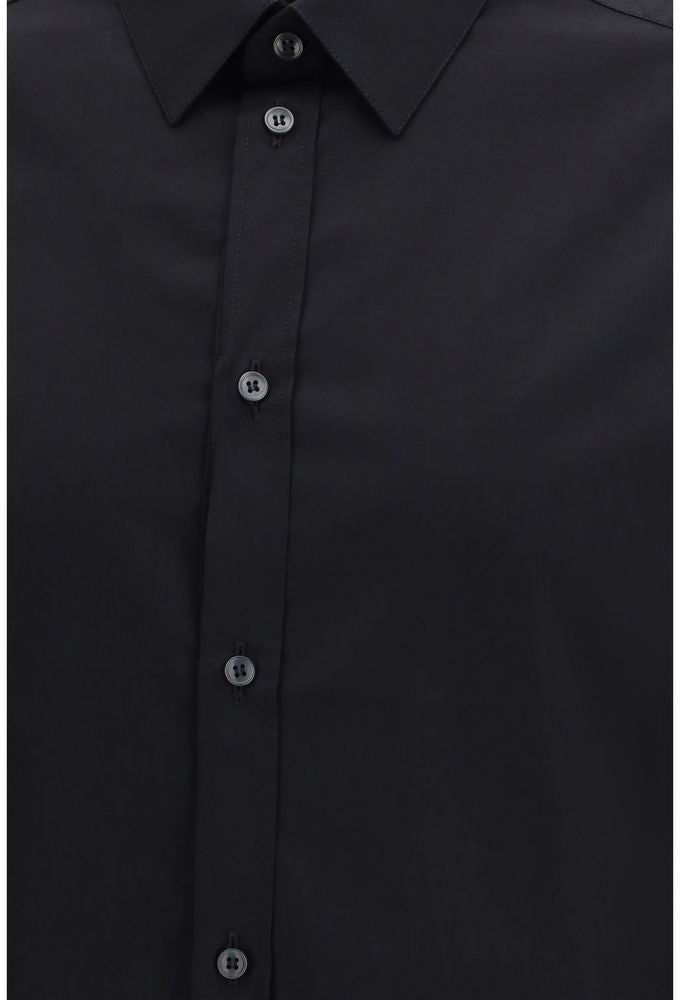 Dolce & Gabbana Black Cotton Dress Shirt Zwart