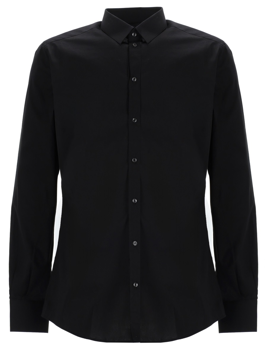 Dolce & Gabbana Gold Fit Cotton-Blend Tailored Shirt Zwart