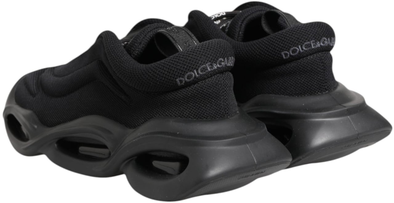 Dolce & Gabbana Black Slip On Low Top Wave Sneakers Shoes Zwart
