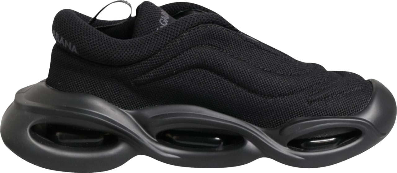 Dolce & Gabbana Black Slip On Low Top Wave Sneakers Shoes Zwart