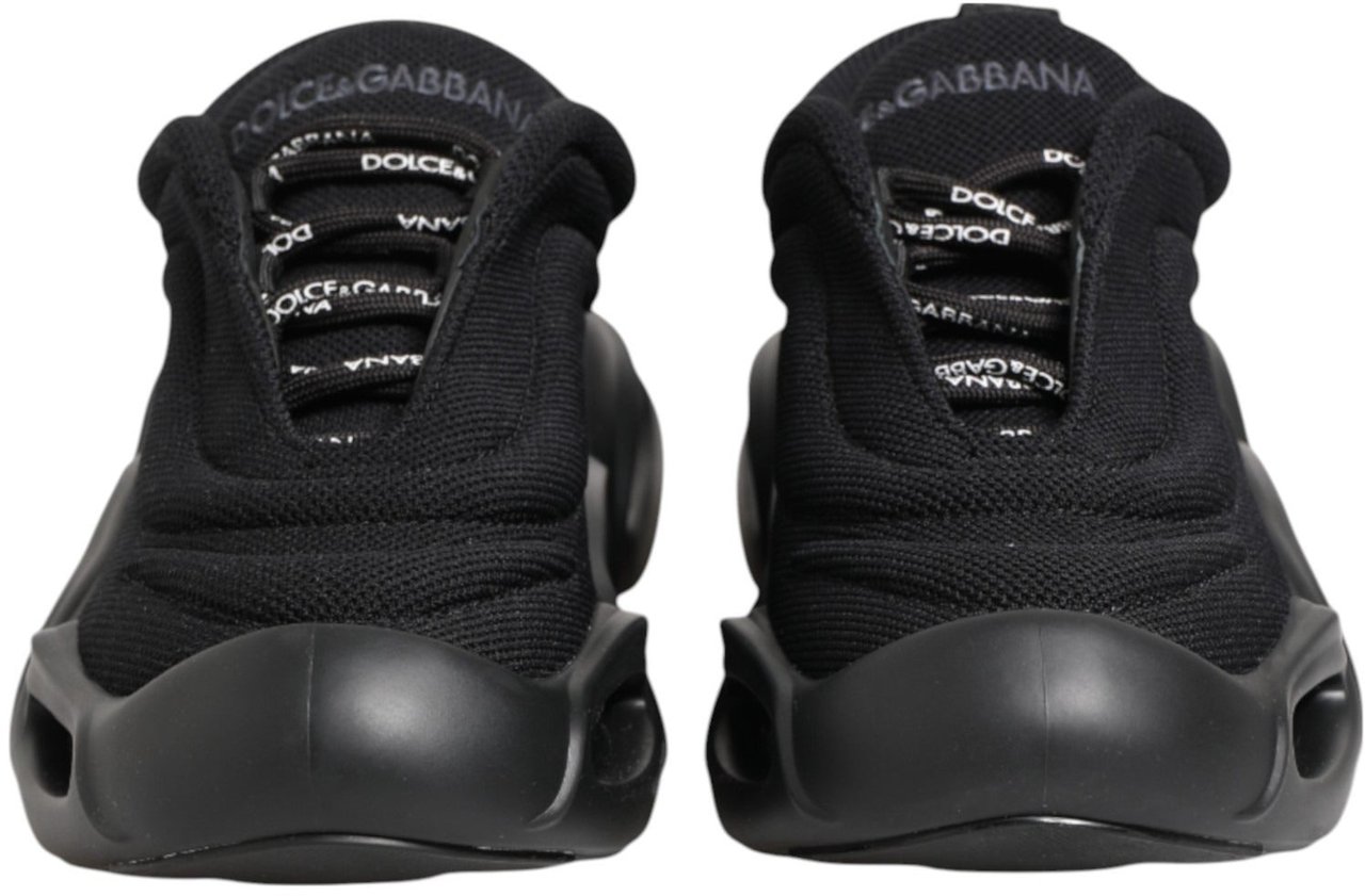 Dolce & Gabbana Black Slip On Low Top Wave Sneakers Shoes Zwart
