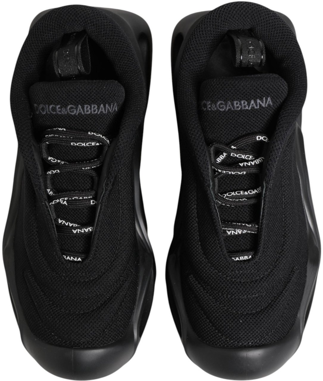 Dolce & Gabbana Black Slip On Low Top Wave Sneakers Shoes Zwart