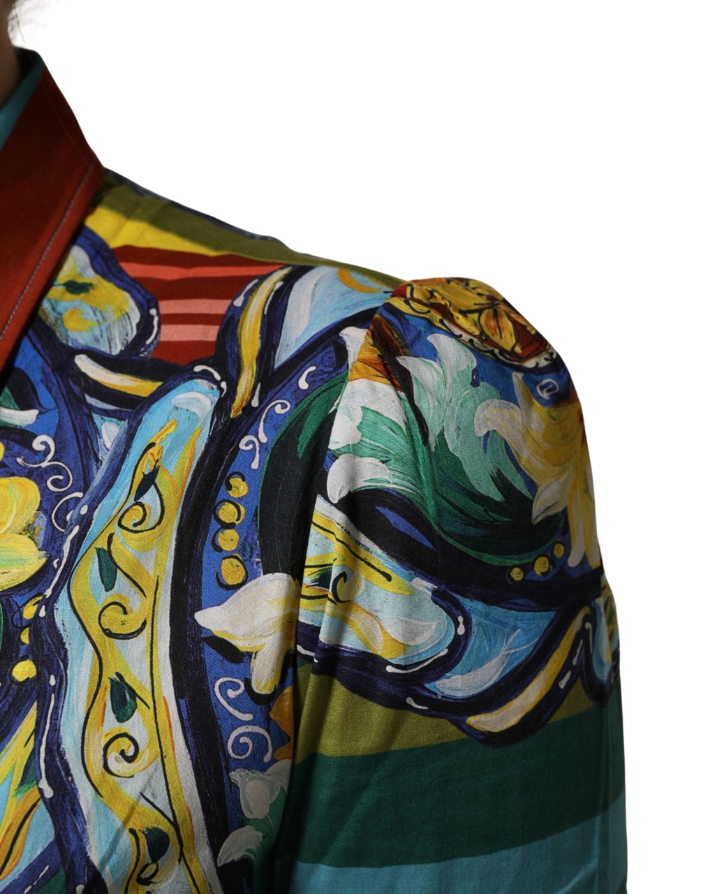 Dolce & Gabbana Multicolor Majolica Print Cotton Blouse Top Divers