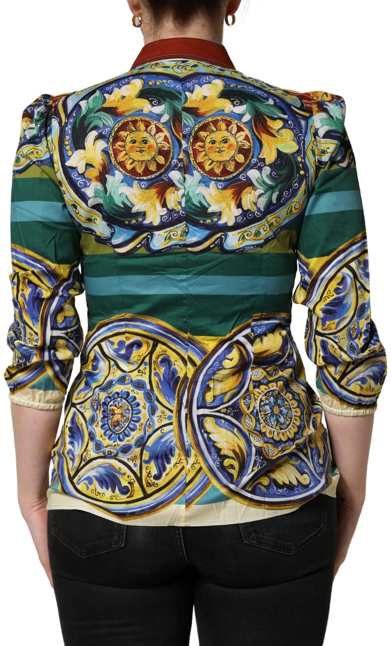 Dolce & Gabbana Multicolor Majolica Print Cotton Blouse Top Divers