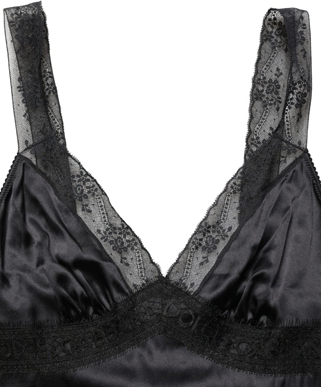 Dolce & Gabbana Black Silk Lace Trim Camisole V-neckline Tank Top Zwart