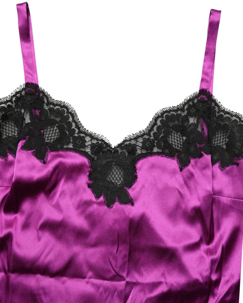 Dolce & Gabbana Purple Silk Lace Trim Camisole Sleeveless Tank Top Zwart