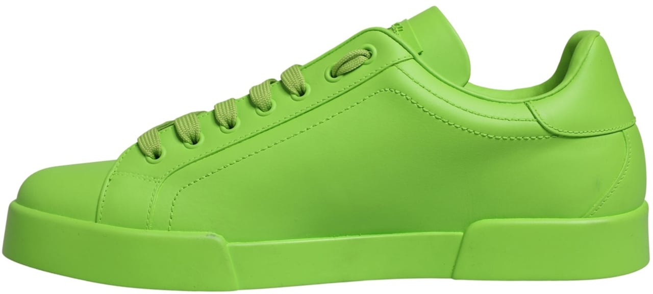 Dolce & Gabbana Green Leather Portofino Low Top Sneakers Shoes Groen