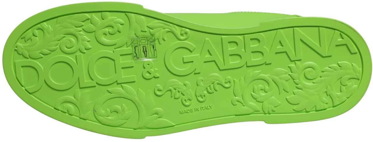 Dolce & Gabbana Green Leather Portofino Low Top Sneakers Shoes Groen