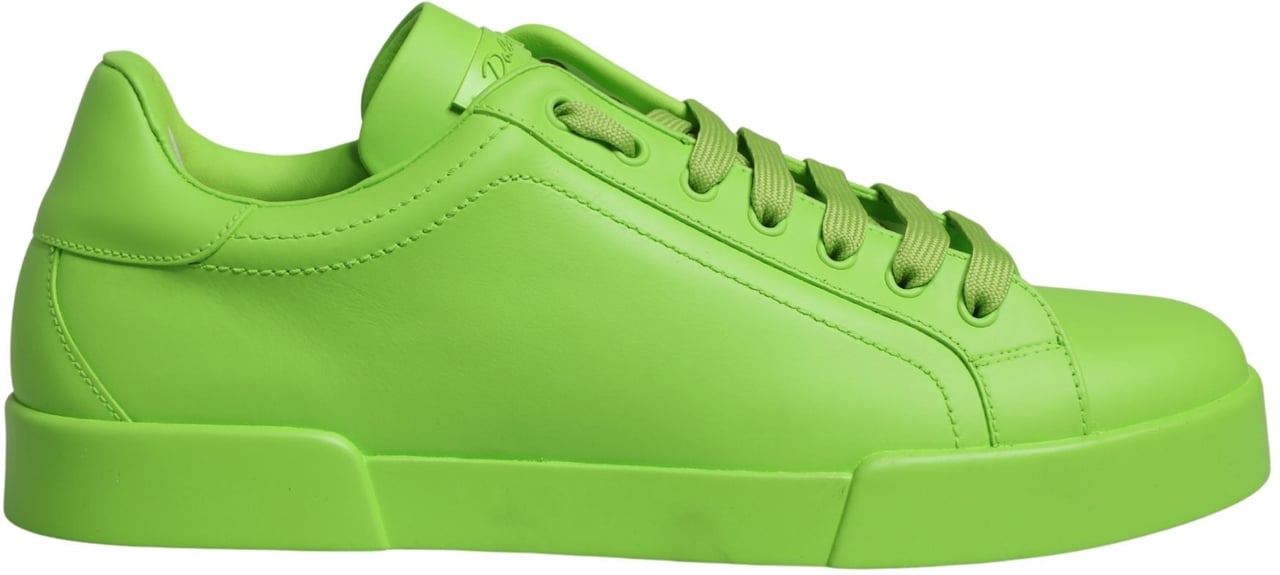 Dolce & Gabbana Green Leather Portofino Low Top Sneakers Shoes Groen
