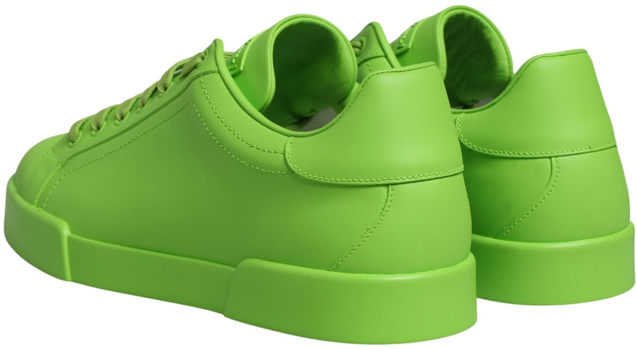Dolce & Gabbana Green Leather Portofino Low Top Sneakers Shoes Groen