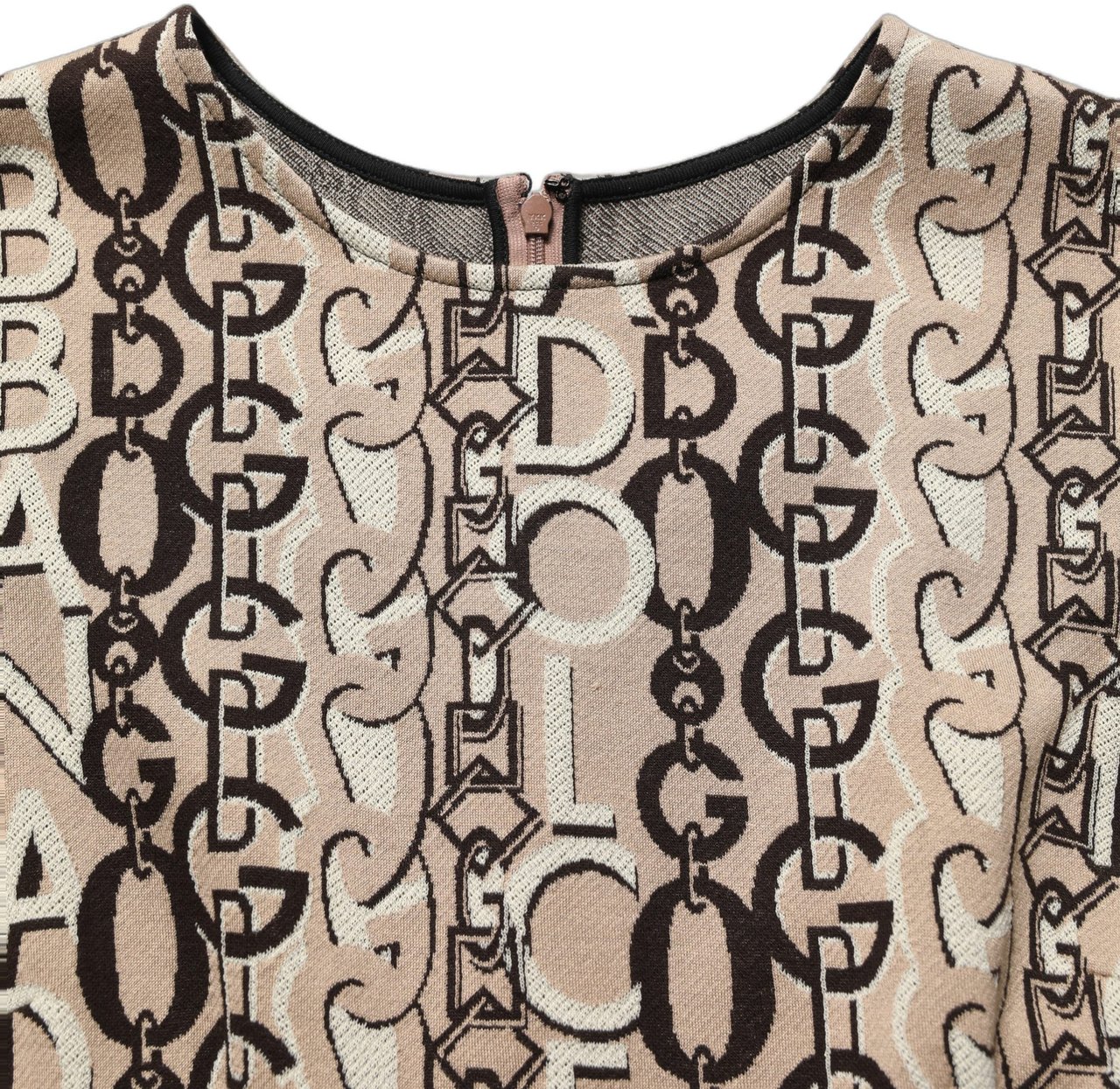 Dolce & Gabbana Brown DG Logo Chain Short-Sleeve Sheath Dress Bruin
