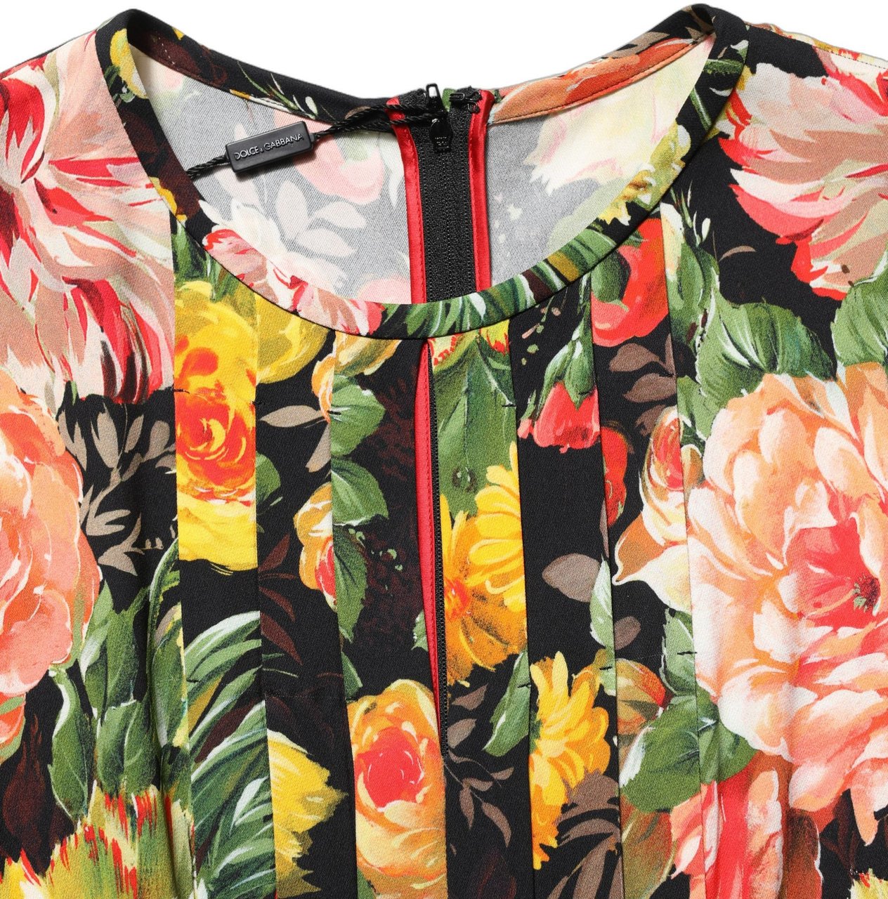 Dolce & Gabbana Multicolor Floral Print LongSleeve Midi Dress Divers