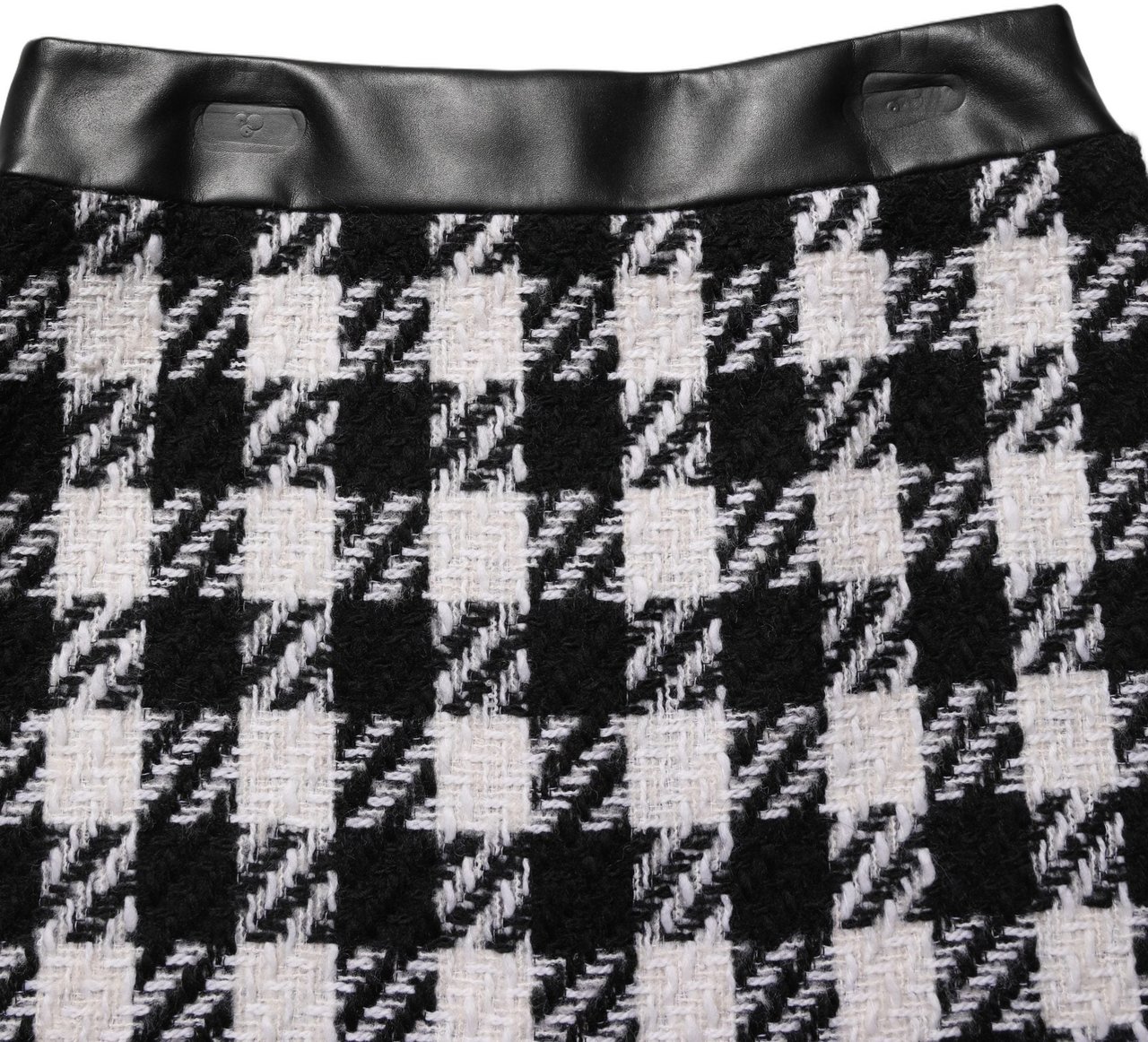 Dolce & Gabbana Black White Tweed Houndstooth Mini Skirt Zwart