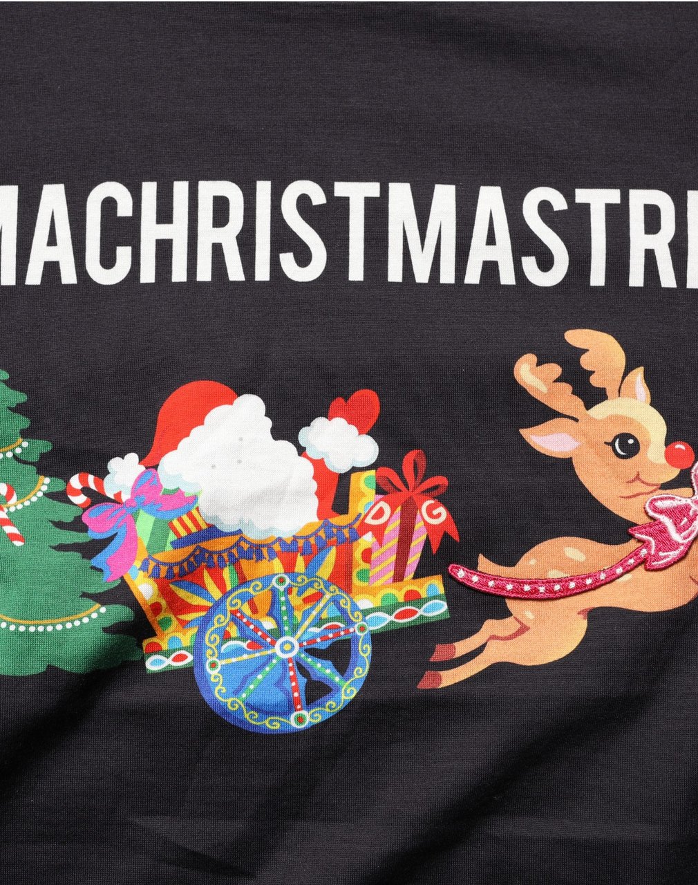 Dolce & Gabbana Black #IAMACHRISTMASTREE Print Cotton T-shirt Zwart