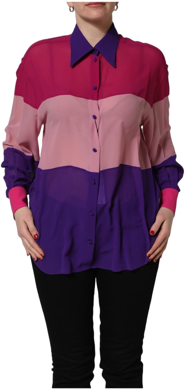 Dolce & Gabbana Multicolor Silk Patchwork Shirt Blouse Top Divers