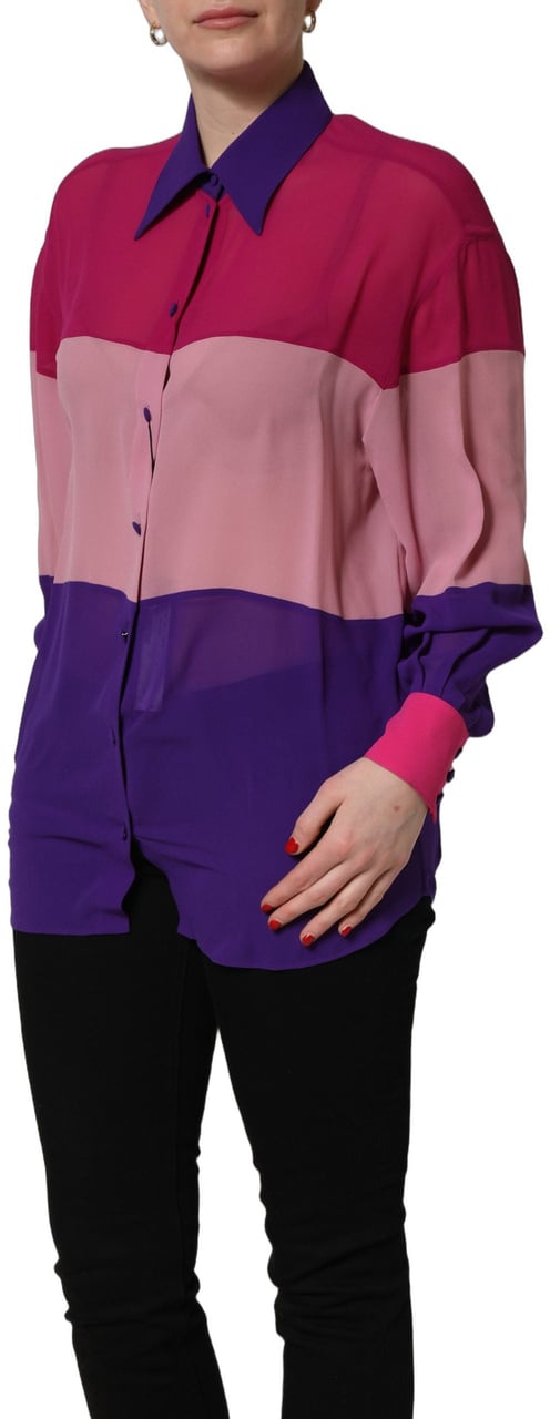 Dolce & Gabbana Multicolor Silk Patchwork Shirt Blouse Top Divers