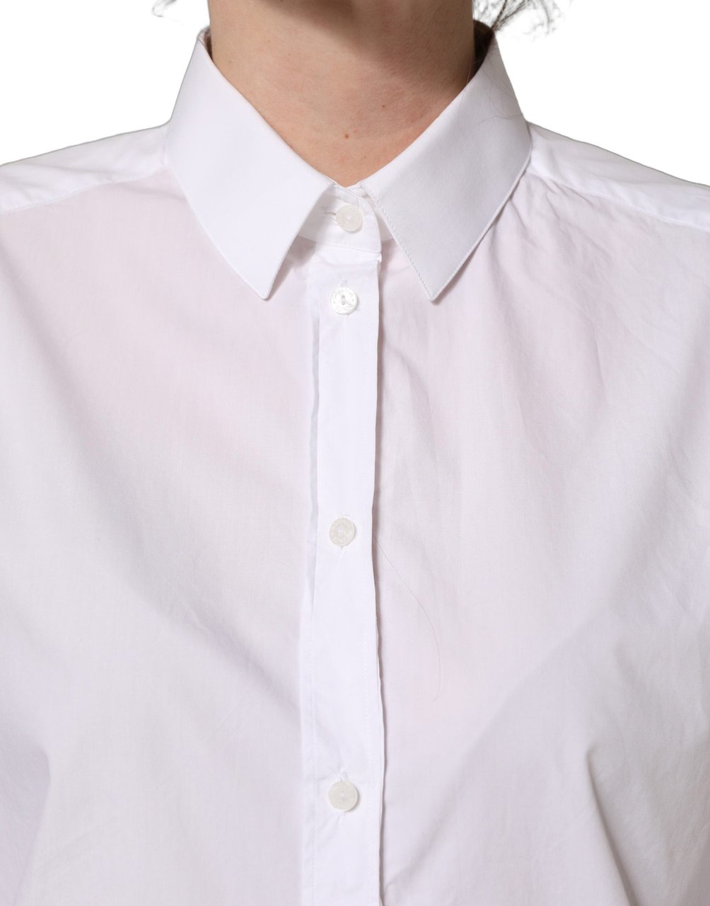 Dolce & Gabbana White Cotton Long Sleeve Button-Up Shirt Top Wit