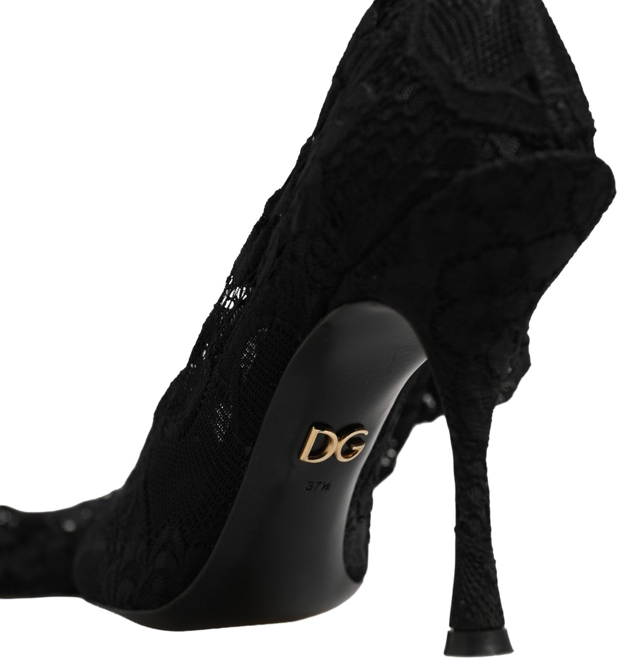 Dolce & Gabbana Black Taormina Lace Socks Boots Pumps Shoes Zwart