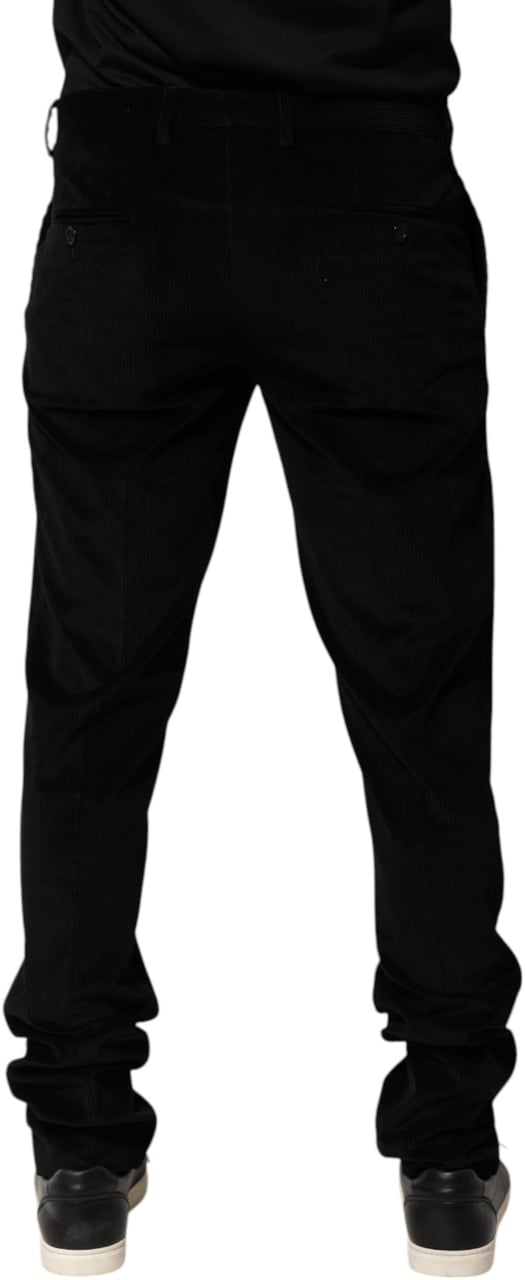 Dolce & Gabbana Black Cotton Men Dress Formal Trouser Pants Zwart