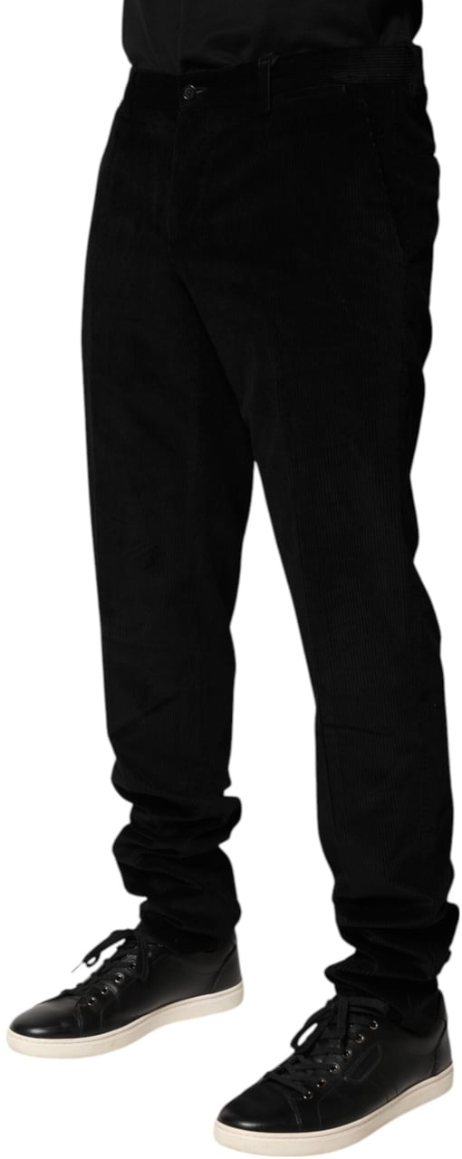 Dolce & Gabbana Black Cotton Men Dress Formal Trouser Pants Zwart