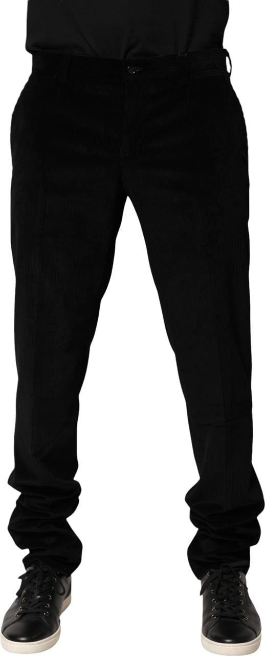 Dolce & Gabbana Black Cotton Men Dress Formal Trouser Pants Zwart
