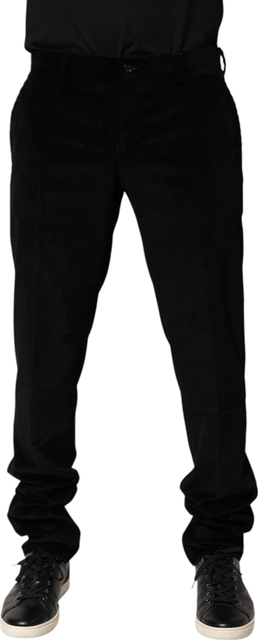 Dolce & Gabbana Black Cotton Men Dress Formal Trouser Pants Zwart