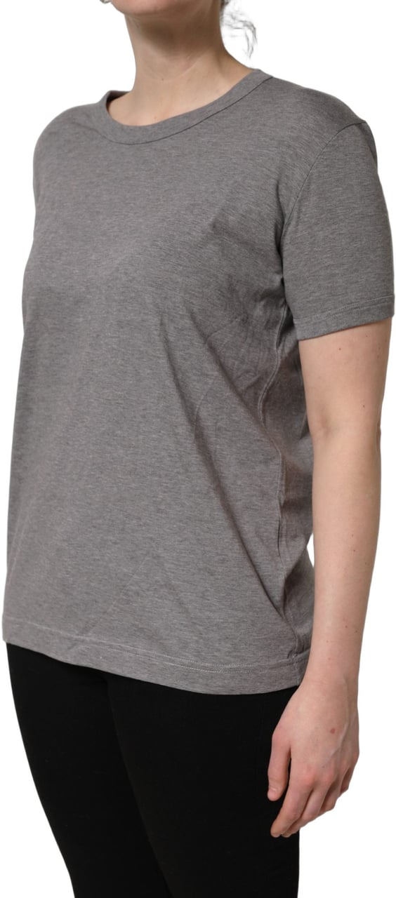 Dolce & Gabbana Grey Cotton Short Sleeves Crew Neck T-shirt Grijs