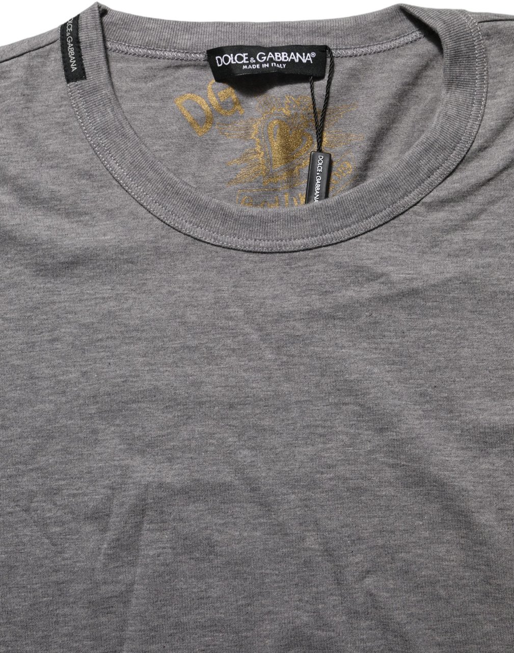 Dolce & Gabbana Grey Cotton Short Sleeves Crew Neck T-shirt Grijs