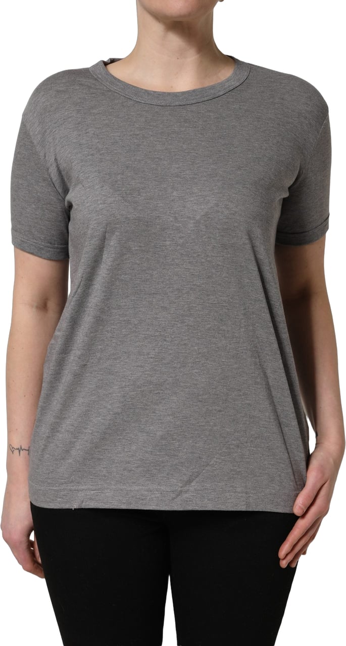 Dolce & Gabbana Grey Cotton Short Sleeves Crew Neck T-shirt Grijs