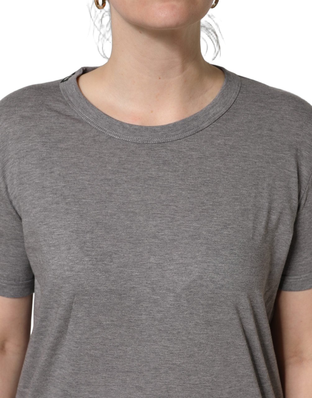 Dolce & Gabbana Grey Cotton Short Sleeves Crew Neck T-shirt Grijs