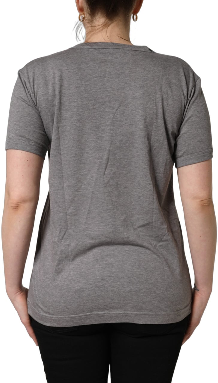 Dolce & Gabbana Grey Cotton Short Sleeves Crew Neck T-shirt Grijs