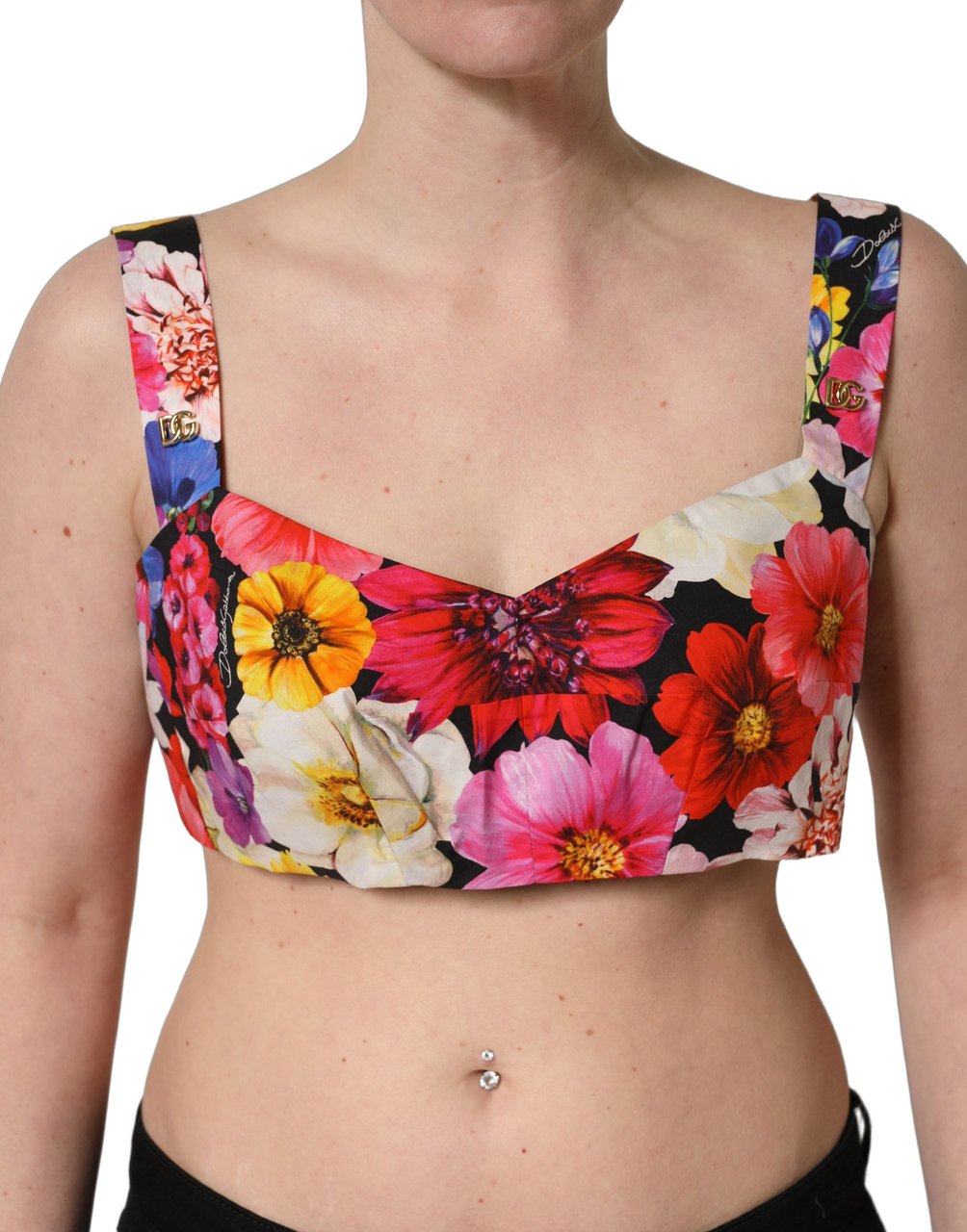 Dolce & Gabbana Multicolor Floral Cropped Bustier Tank Top Divers