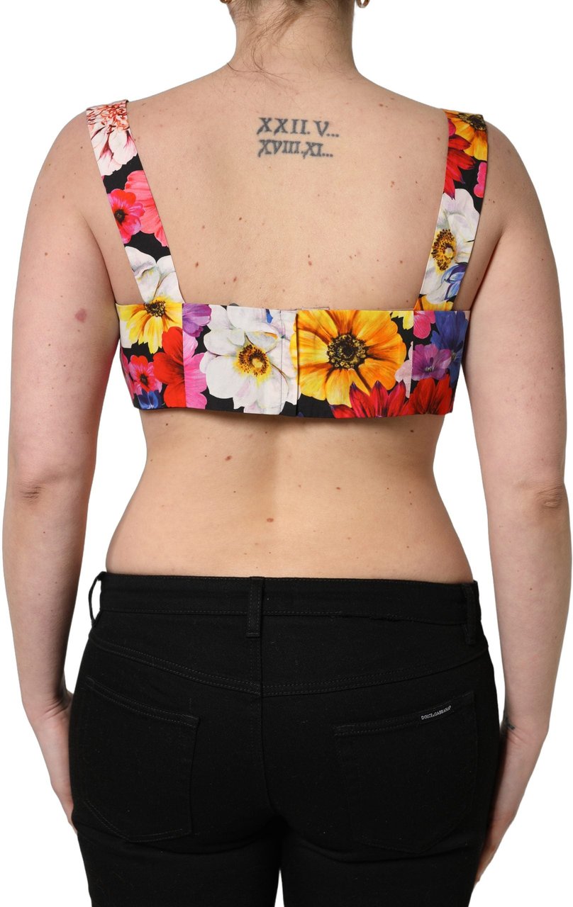 Dolce & Gabbana Multicolor Floral Cropped Bustier Tank Top Divers