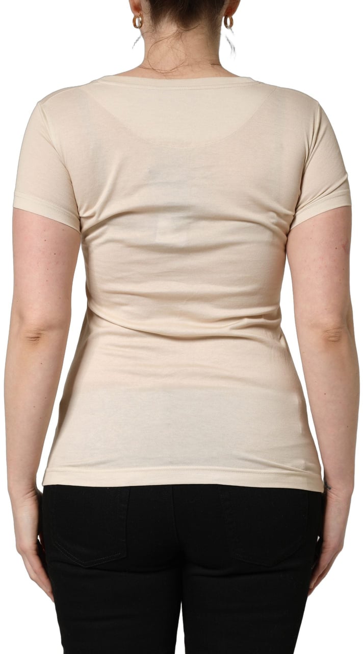 Dolce & Gabbana Beige Jungle Print Cotton Round Neck T-Shirt Beige