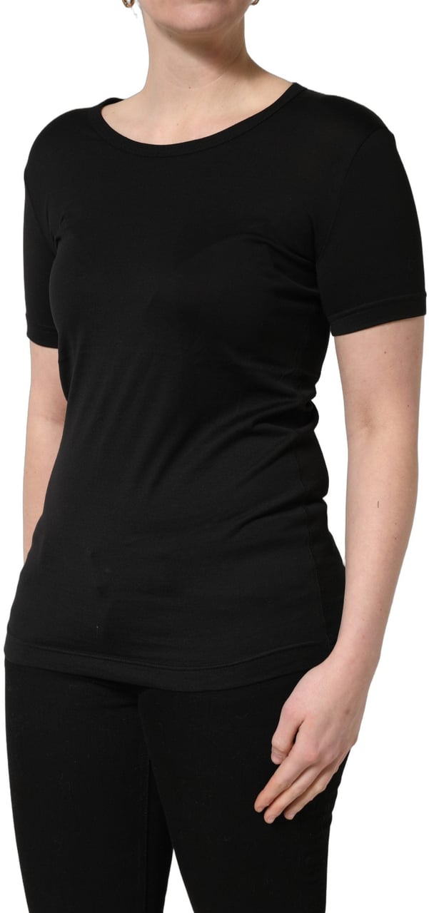 Dolce & Gabbana Black Cotton Round Neck Short Sleeves T-Shirt Grijs