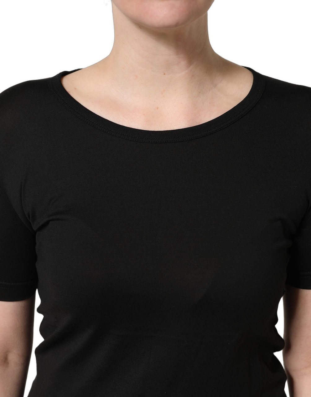 Dolce & Gabbana Black Cotton Round Neck Short Sleeves T-Shirt Grijs
