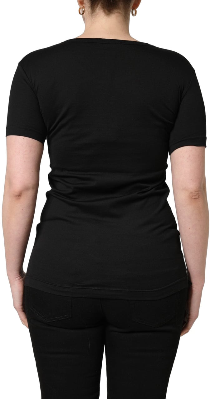 Dolce & Gabbana Black Cotton Round Neck Short Sleeves T-Shirt Grijs