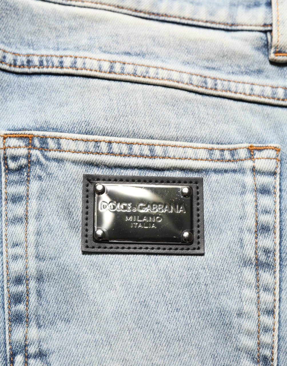 Dolce & Gabbana Blue Washed Mid Waist Straight Men Denim Jeans Blauw