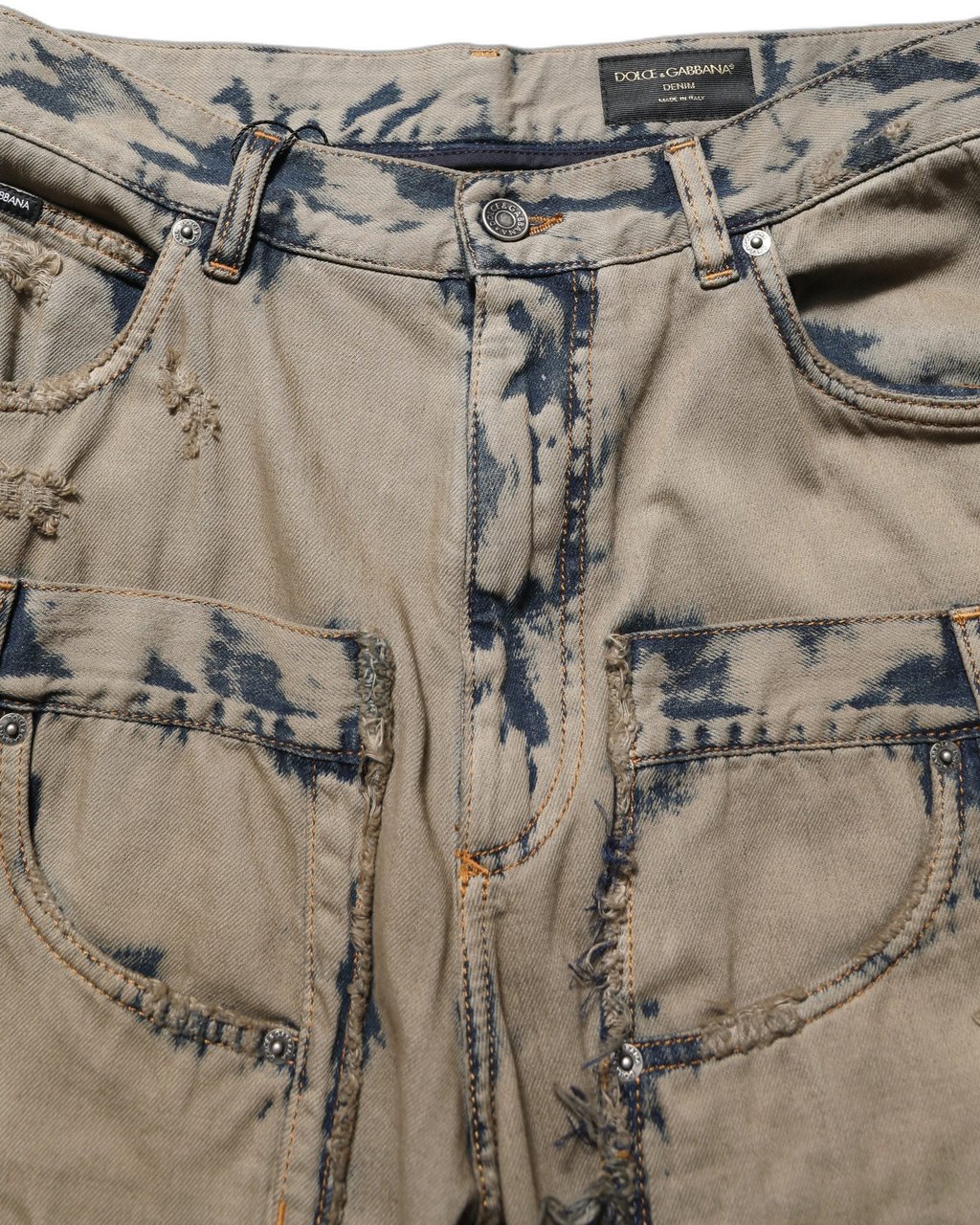 Dolce & Gabbana Beige Bleached Deconstructed Men Denim Jeans Beige