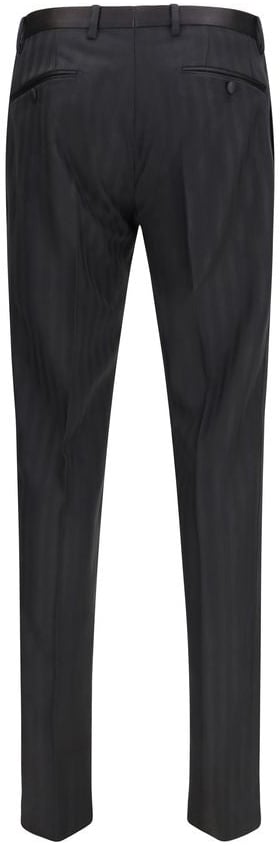 Dolce & Gabbana Black Wool Oves Aries Dress Pants Zwart