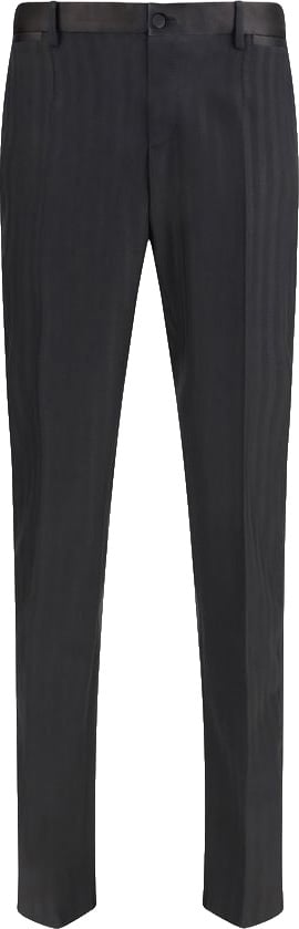 Dolce & Gabbana Black Wool Oves Aries Dress Pants Zwart